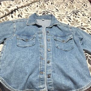 Aerie Light Blue Denim Button-Up Shirt